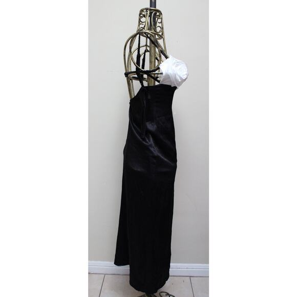 NWT For Love & Lemons Black Rita Rosette Rose Floral Slit Midi Dress Size XXS - Picture 4 of 6